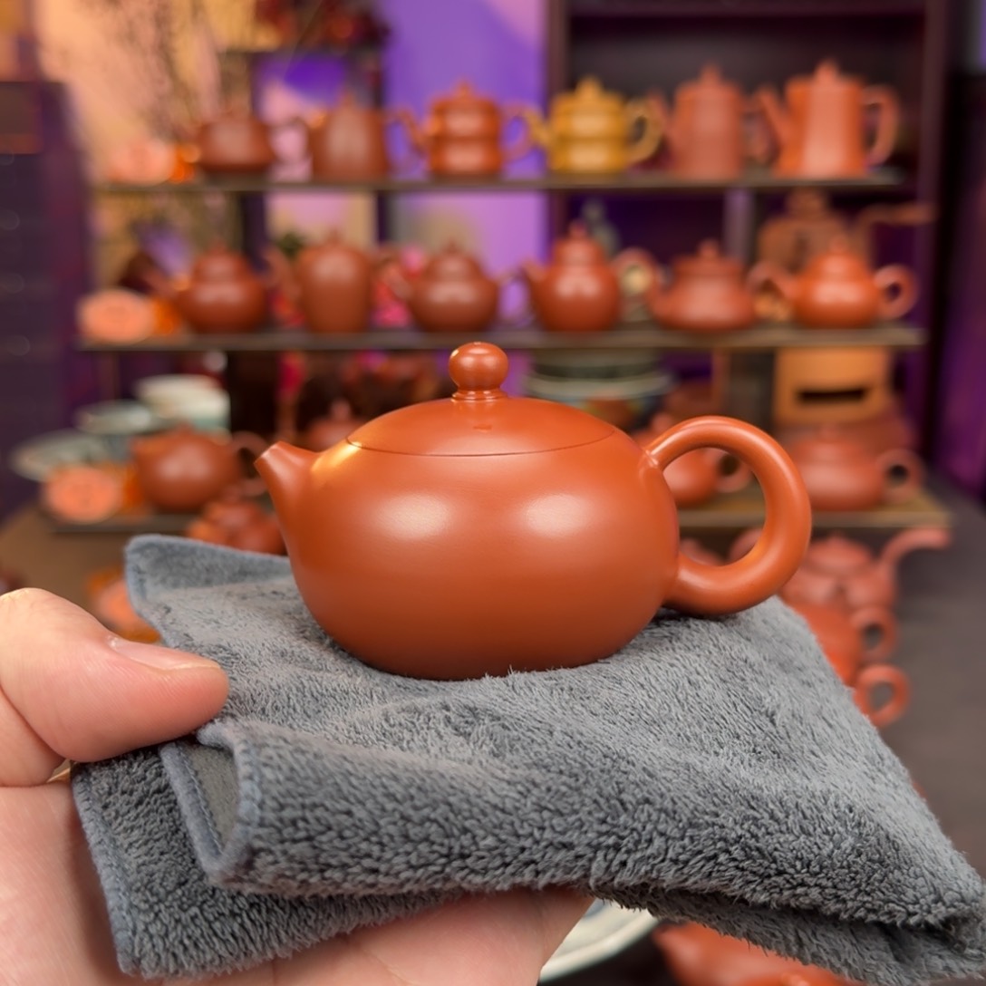 紫砂茶壶潮州手拉壶吴炫杰老师朱泥西施110cc