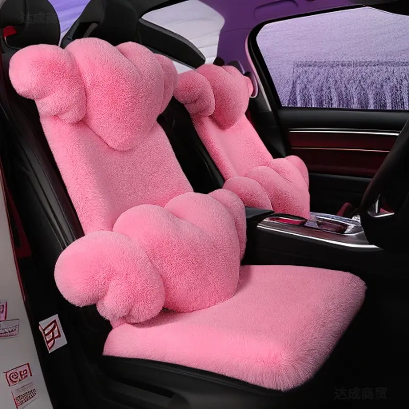 汽车坐垫短毛绒冬季保暖仿兔毛绒汽车坐垫免绑防滑透气通用车座垫