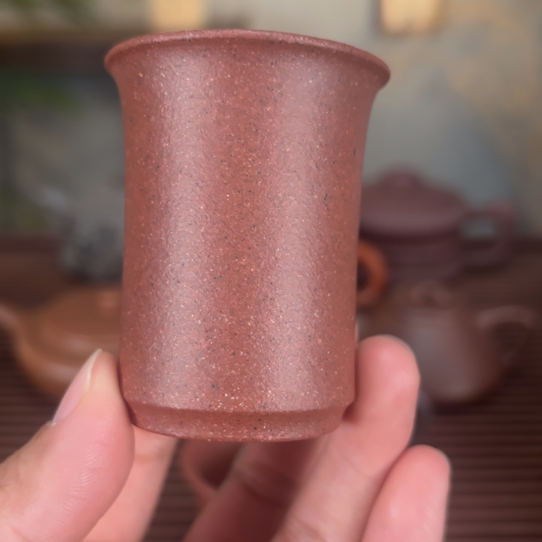 紫砂茶壶零添加桃花泥主人杯满测50毫升