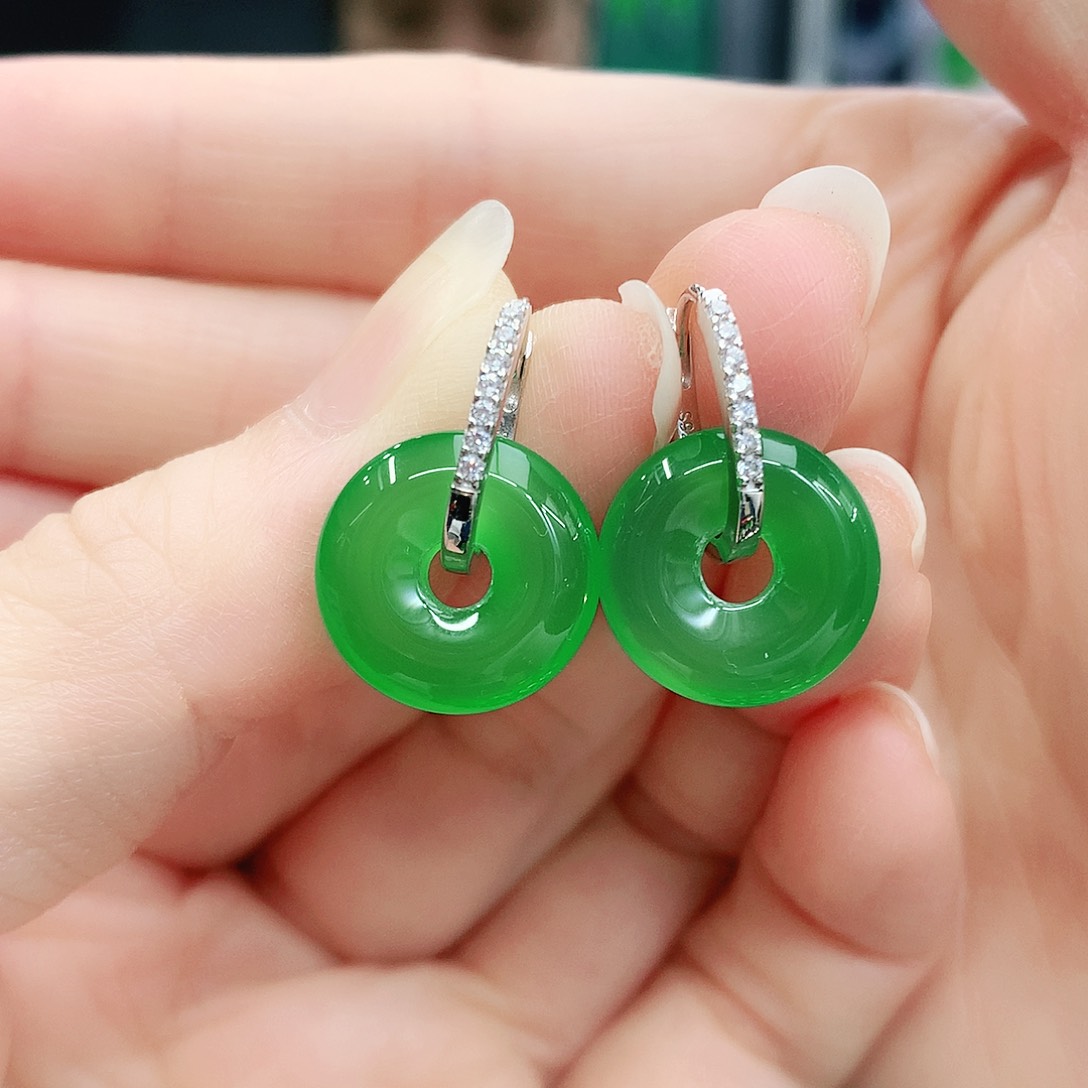 银S925镶嵌耳坠玛瑙/玉髓