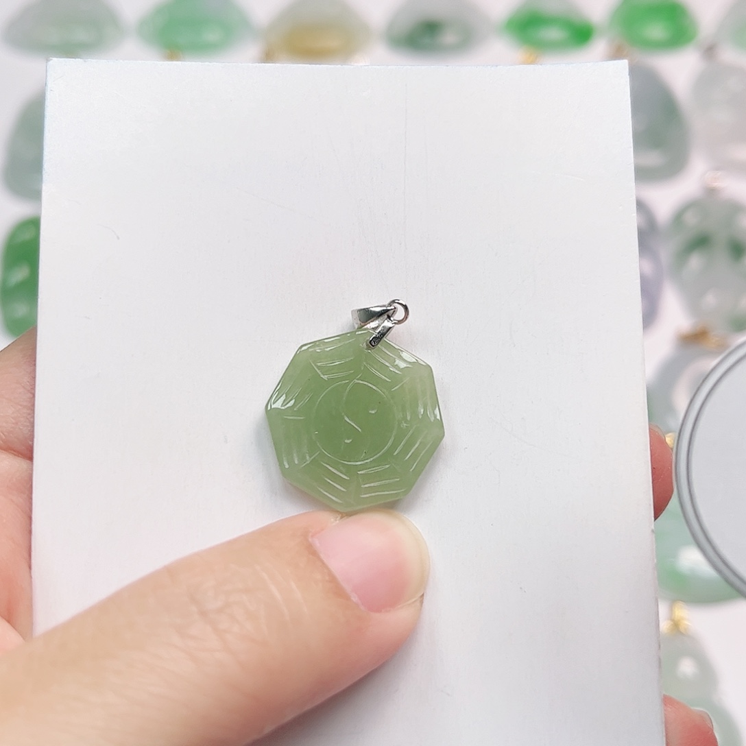 翡翠银S925镶嵌挂件