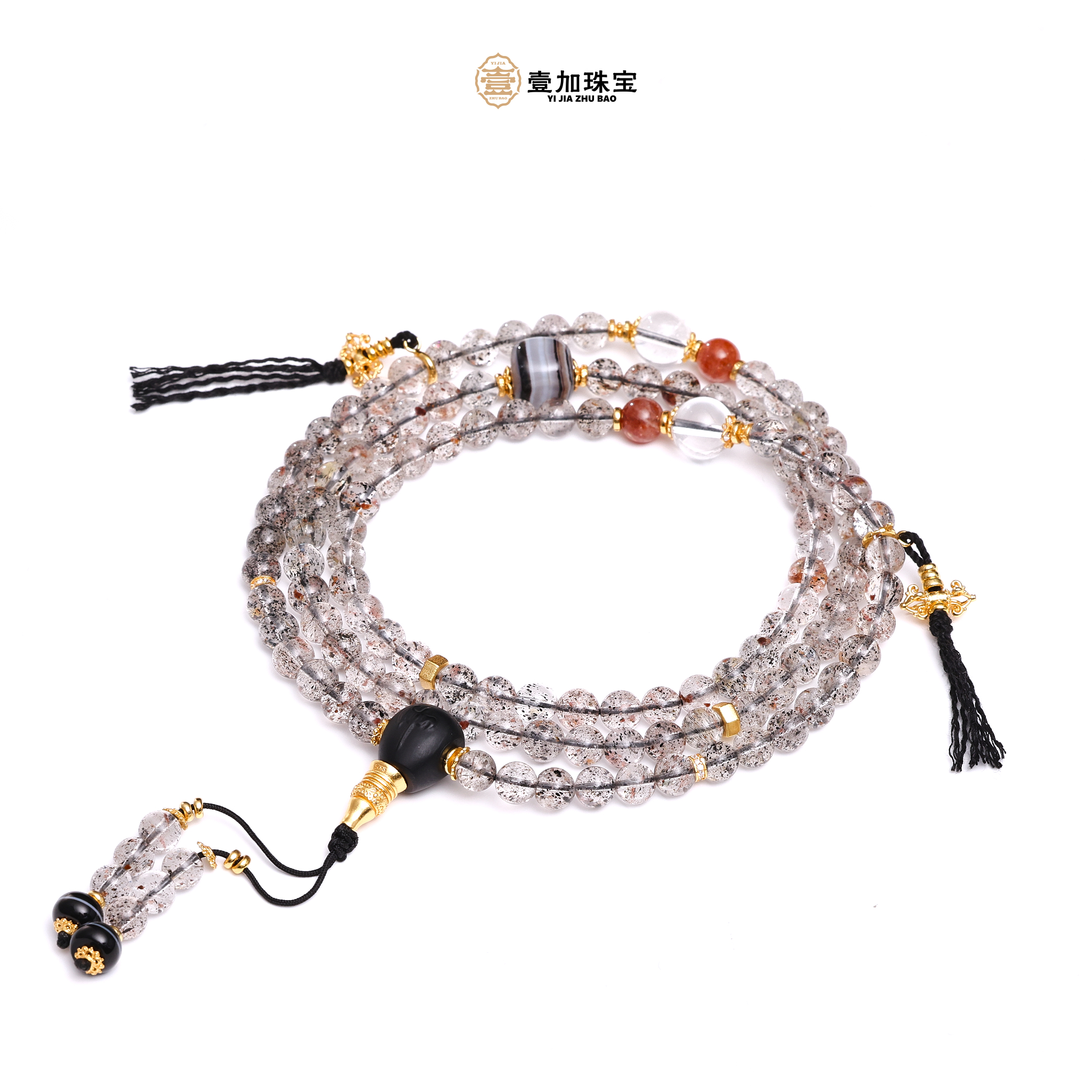 壹加师姐|手工设计黑超七水晶多圈项链多样性发一7643n