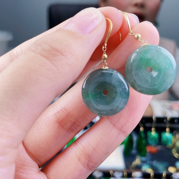 翡翠耳饰18K金镶嵌饰品