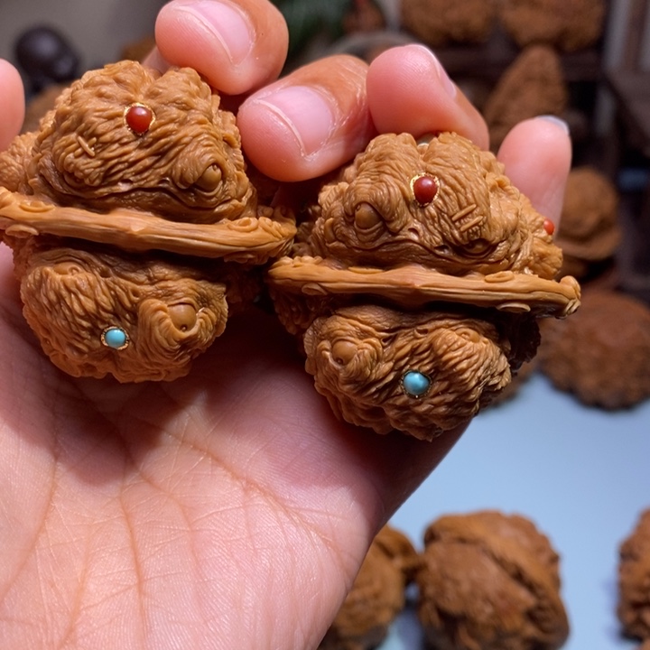 【闪购商品】核桃手串/手链顺**水镶嵌金蟾