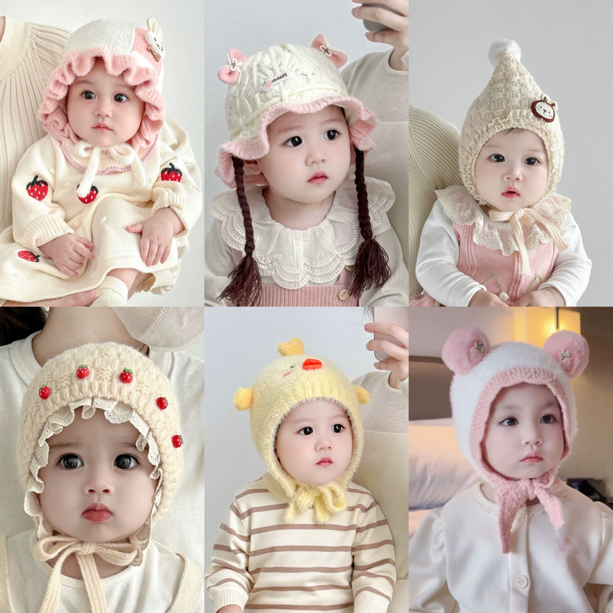 婴幼宝宝冬季保暖护耳毛绒帽子