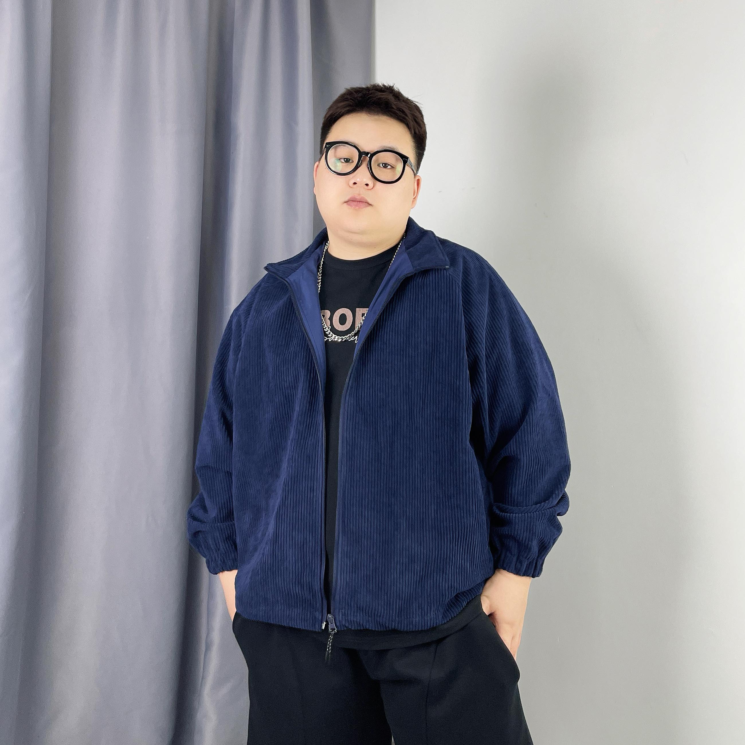 大仙仙儿2025秋季新款男士休闲宽松大码灯芯绒长袖夹克外套小西装