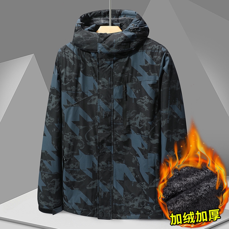 户外男装防风水保暖夹克秋冬季男女加绒加厚御寒连帽冲锋衣