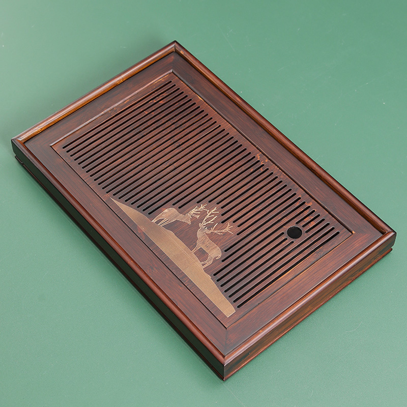 九竹茶盘一路有你中35*23家用简约小型竹制轻奢沥水茶托盘干泡盘