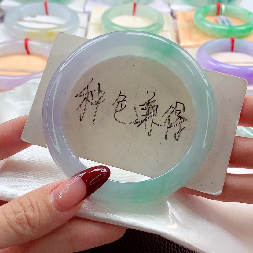 【闪购商品】翡翠手镯未镶嵌57.2 幻彩冰胶粉紫底妆强推！灵