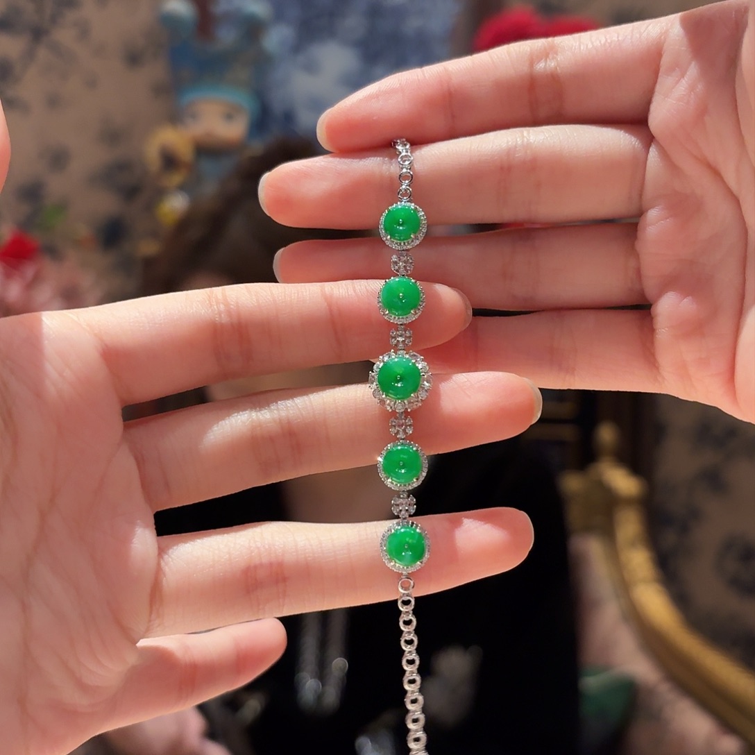 翡翠手链18K金镶嵌手链