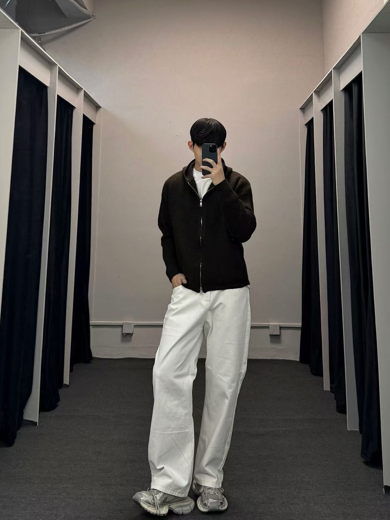 高级短款双拉链针织开杉秋冬混纺移针拉链连帽针织衫毛衣外套卫衣