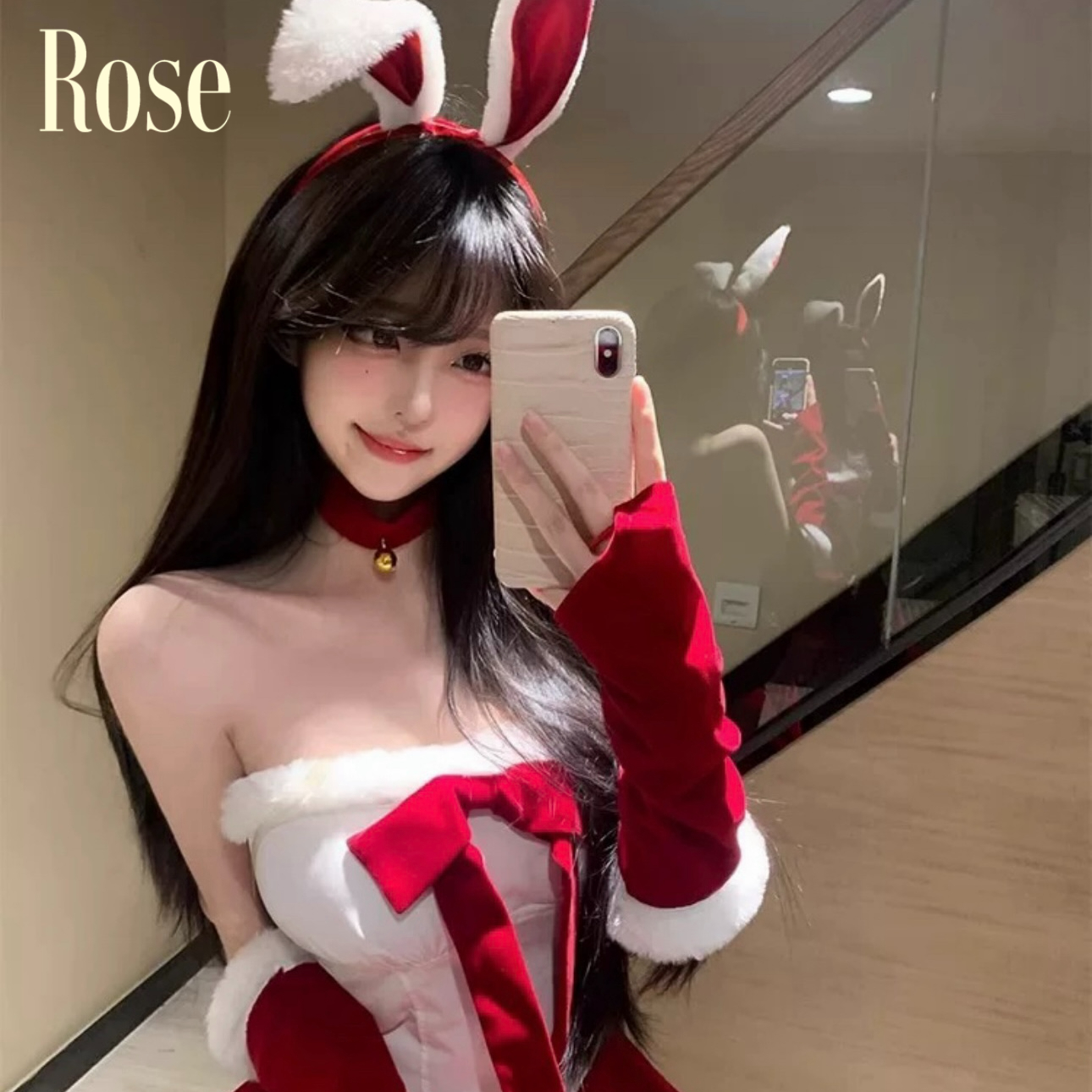 Rose*圣诞兔兔*万圣节红色兔女郎cos服装圣诞节兔子性感纯欲套装