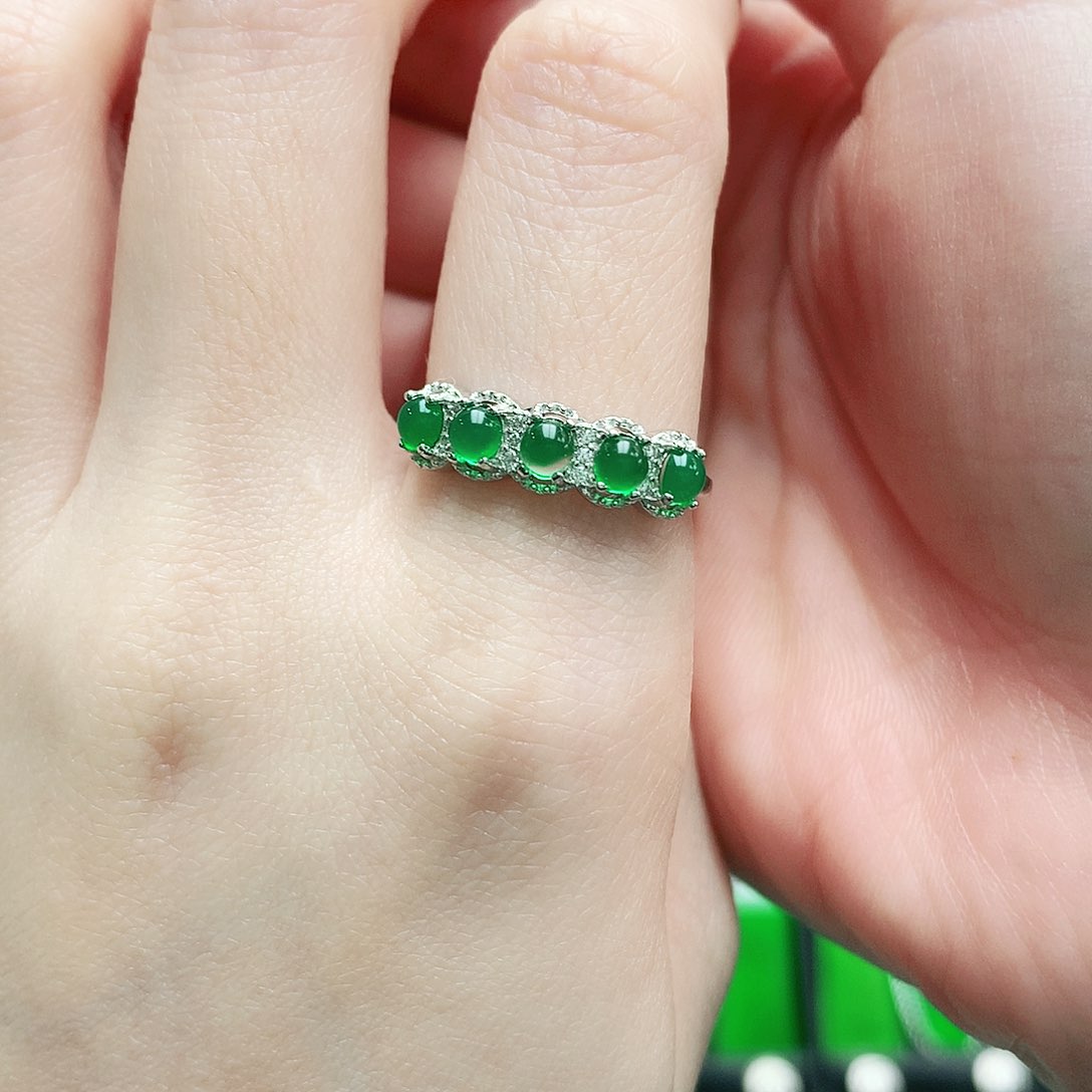 玛瑙/玉髓戒指银S925镶嵌