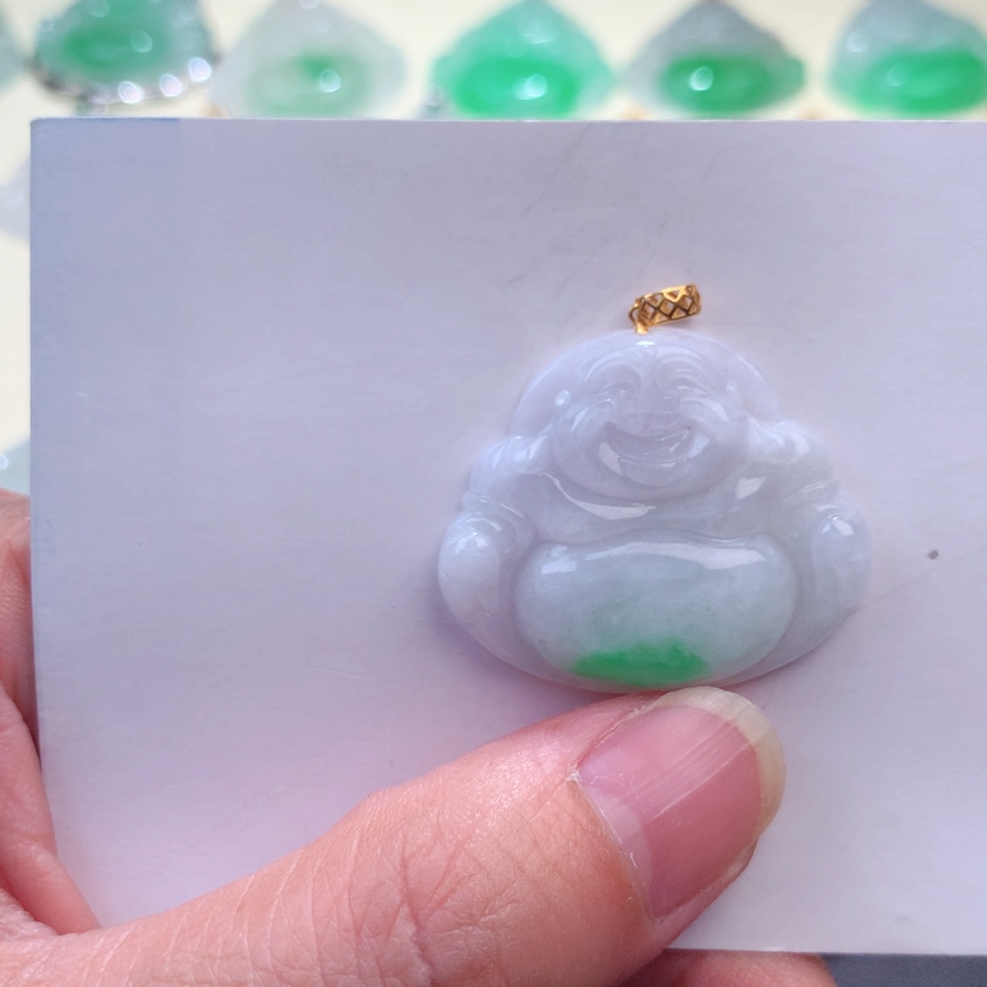 翡翠吊坠(不含链)18K金镶嵌