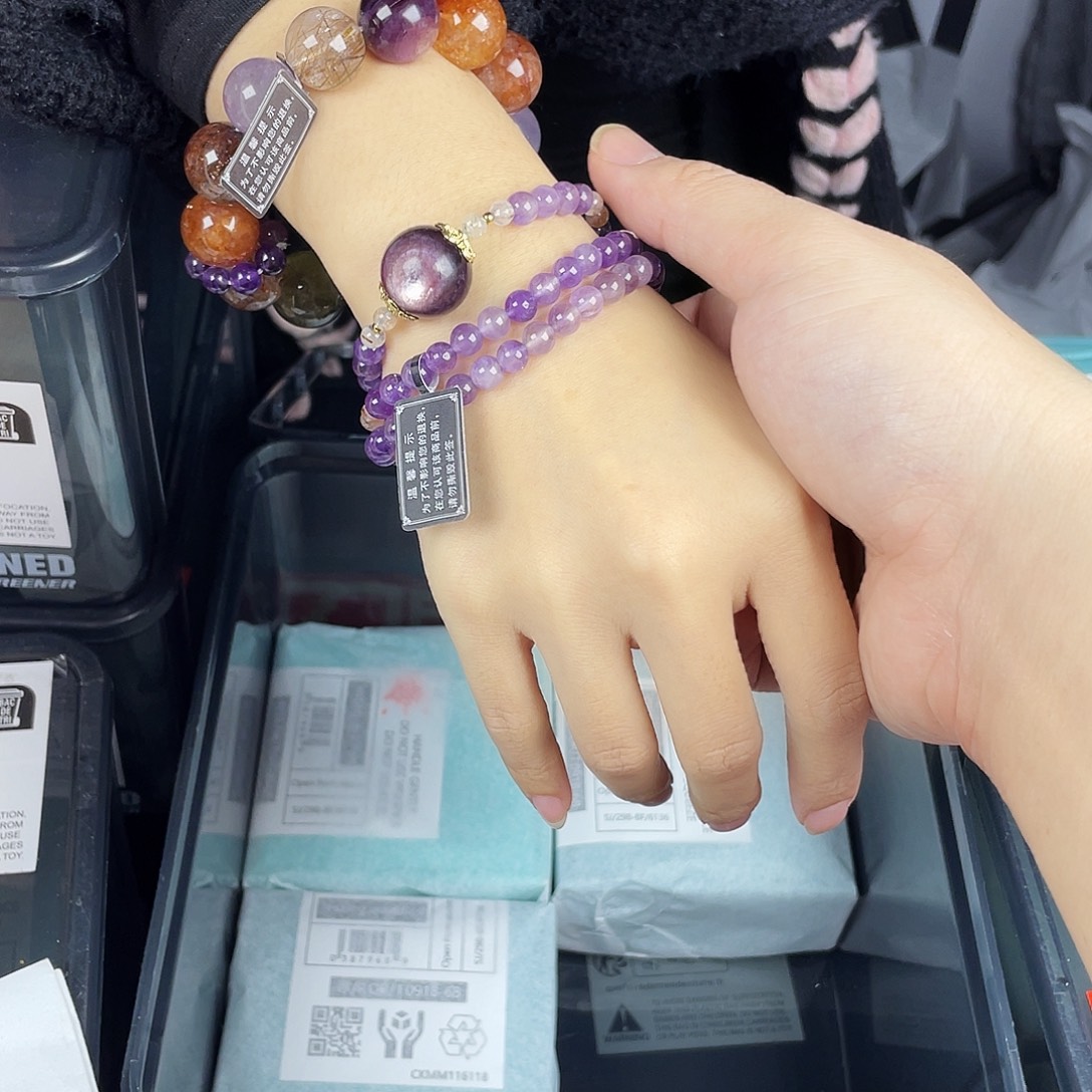 水晶银S925镀金镶嵌手串