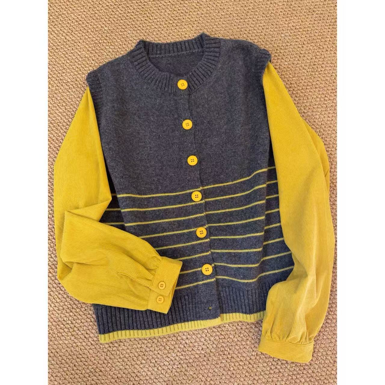 MMIAO*假两件*减龄撞色百搭上衣（衣长58左右）