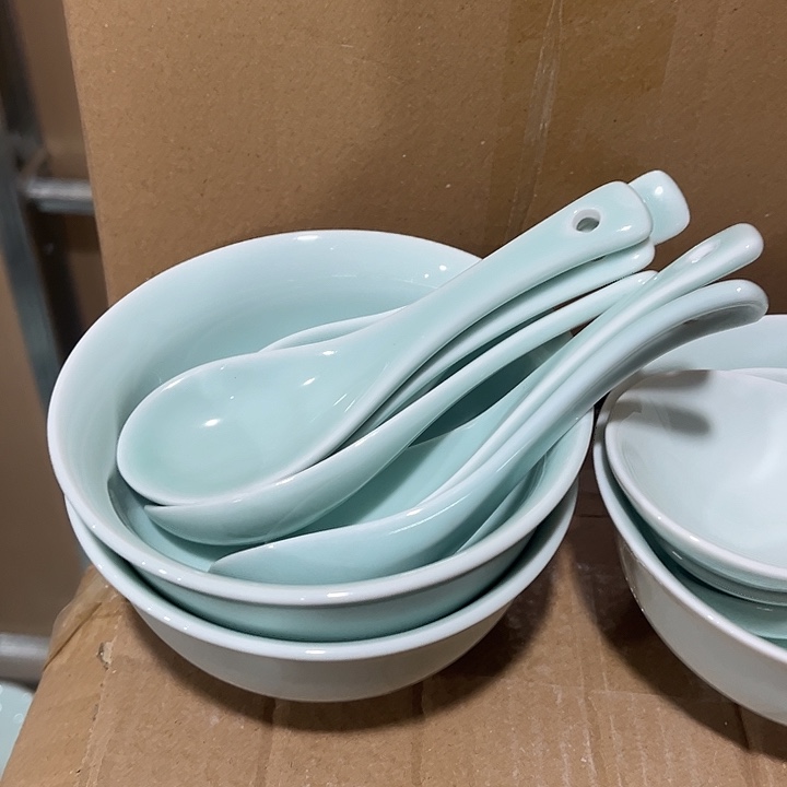 瓷片青瓷小勺子6个微瑕包邮