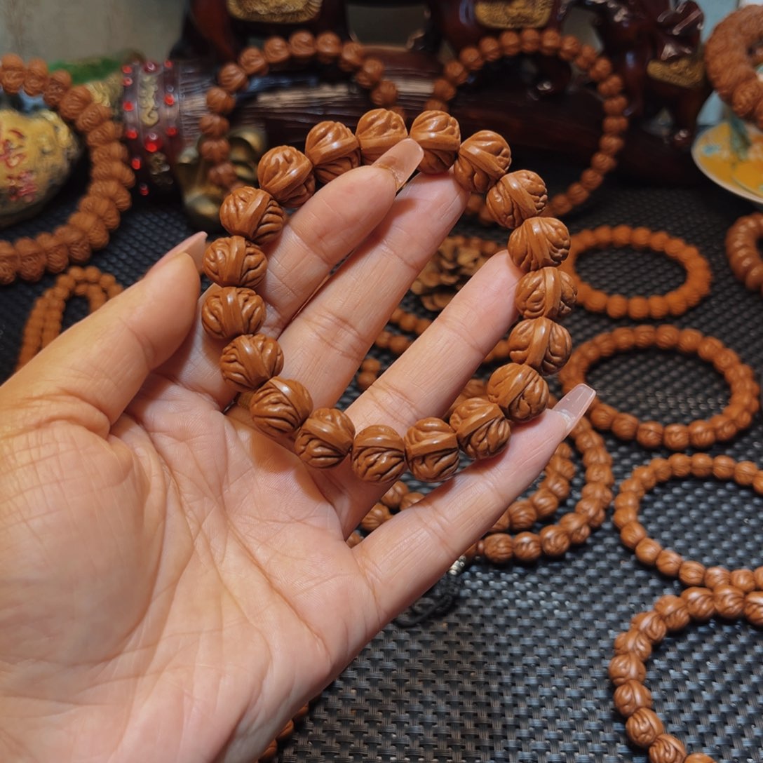 铁***憨桃核手串15顶级双脊龙单圈