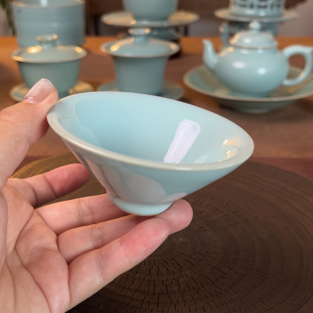 微瑕斗笠杯原矿汝官窑作品