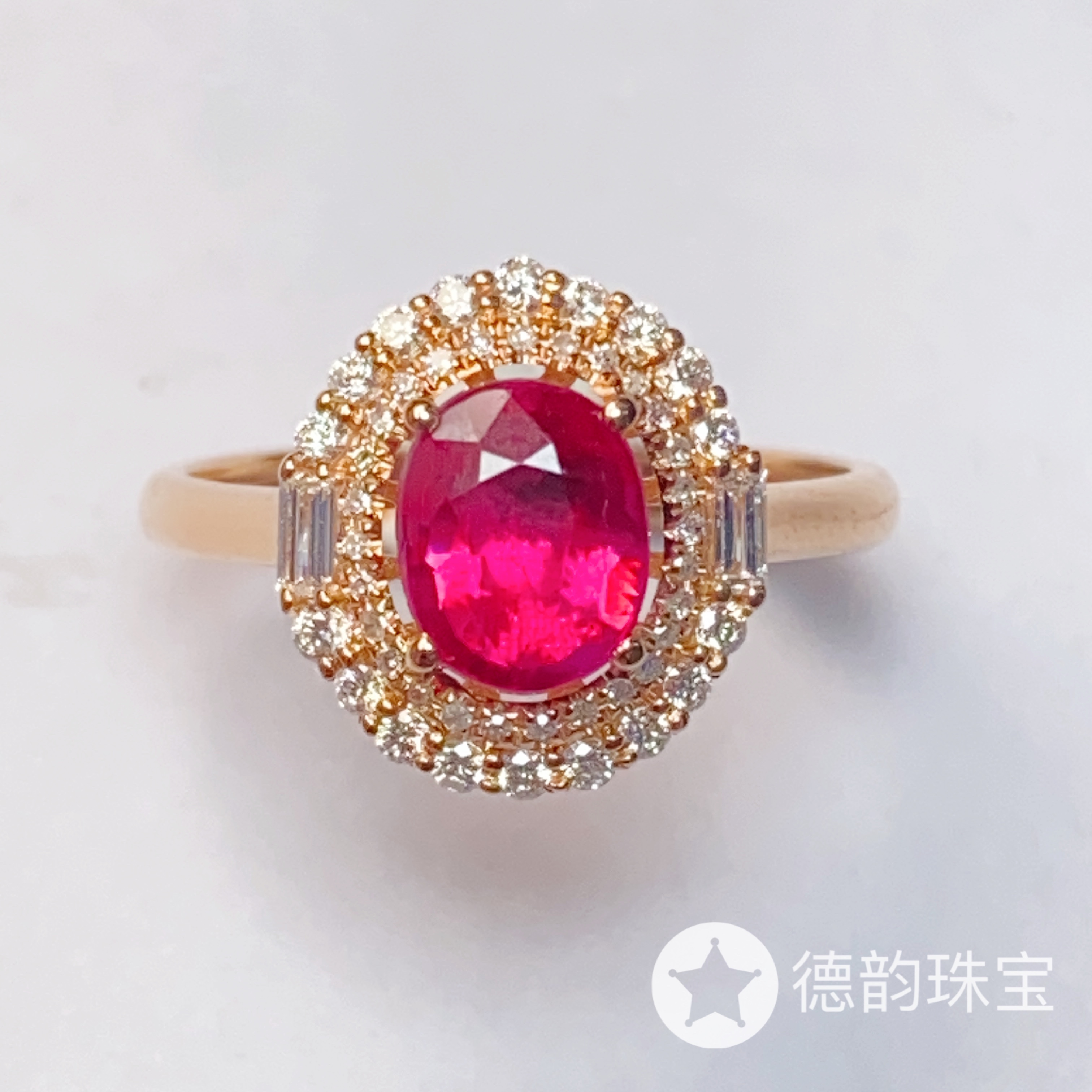 18K金镶嵌无烧红宝石戒指约1.20ct