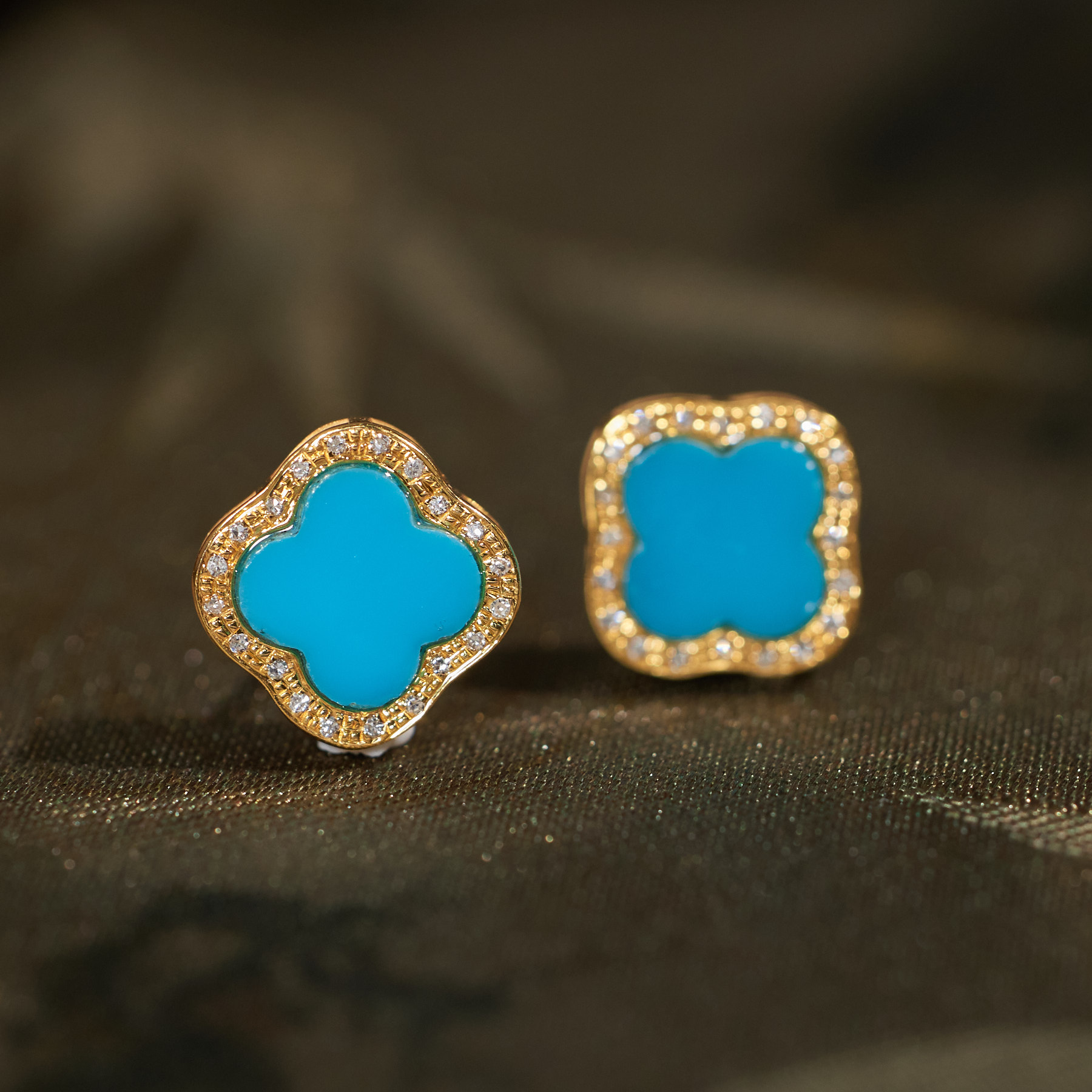 【歪歪】绿松石耳饰*18K金镶嵌（多样性发）N3993