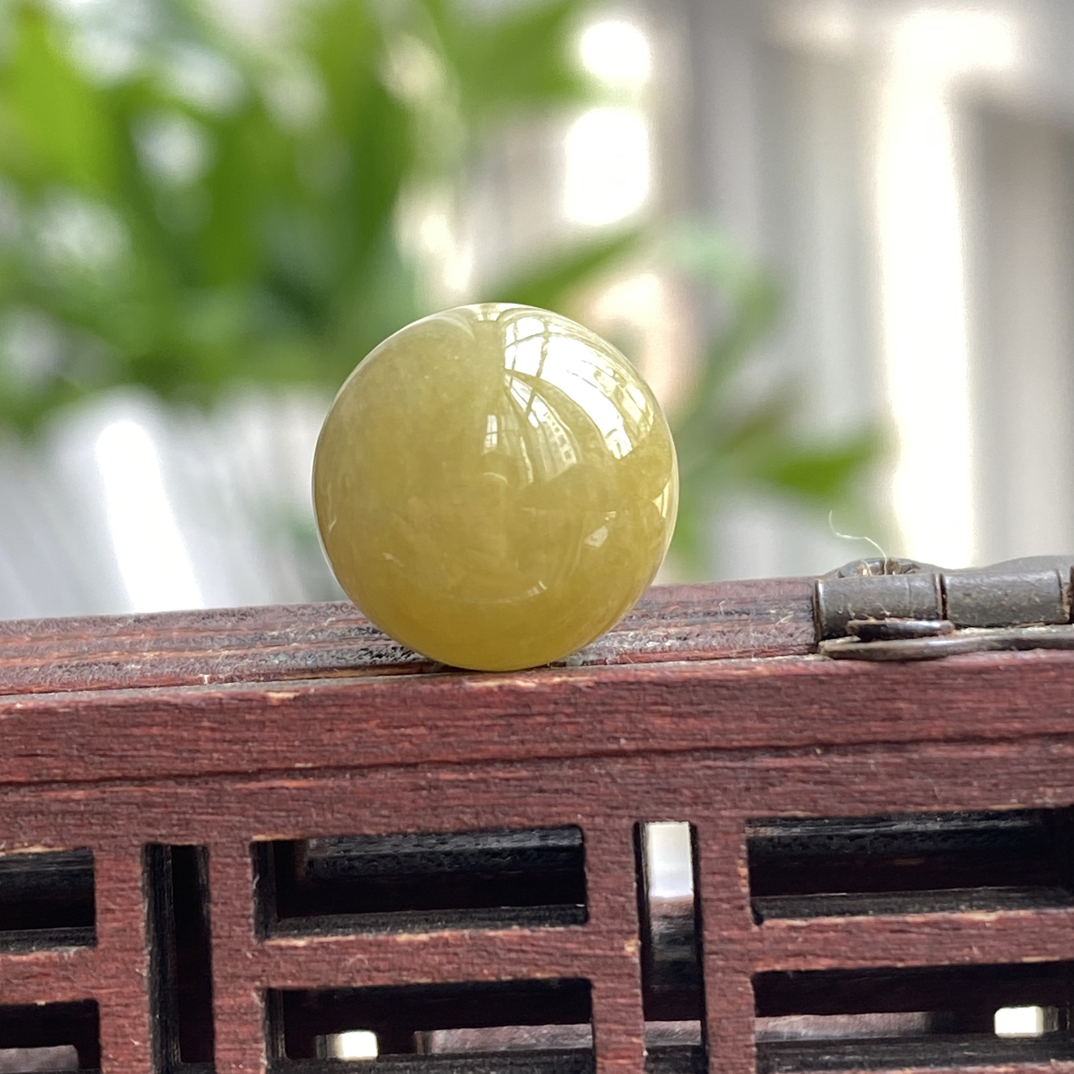 卡12特色黄翡圆珠C0828缅甸翡翠圆珠配珠散珠细腻种水好无纹裂 