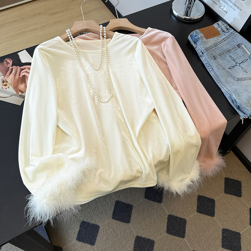 【现货秒发】时尚高端宽松T恤2025秋冬新款洋气减龄绝美小衫打底衫