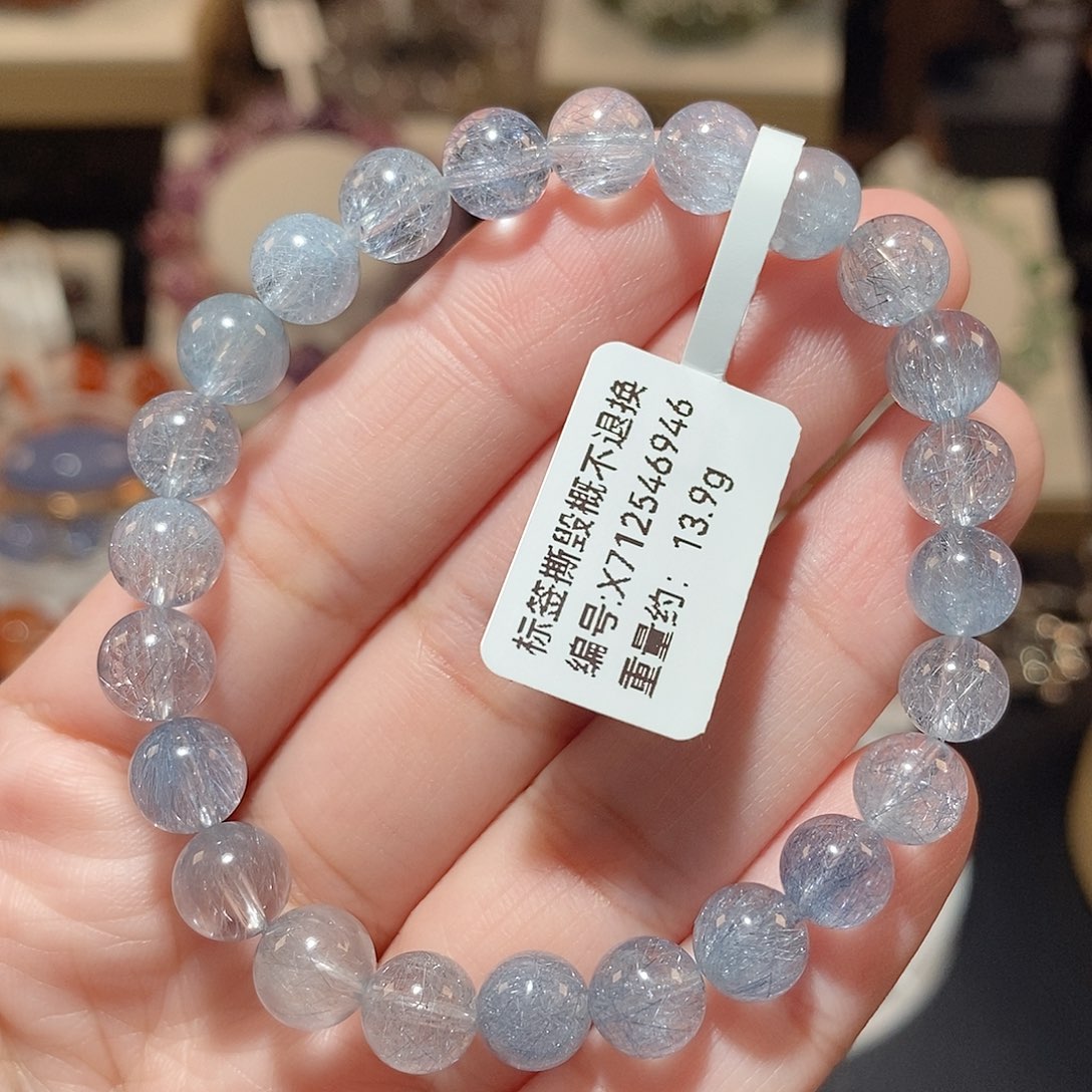 水晶手链未镶嵌F蓝兔毛7.5