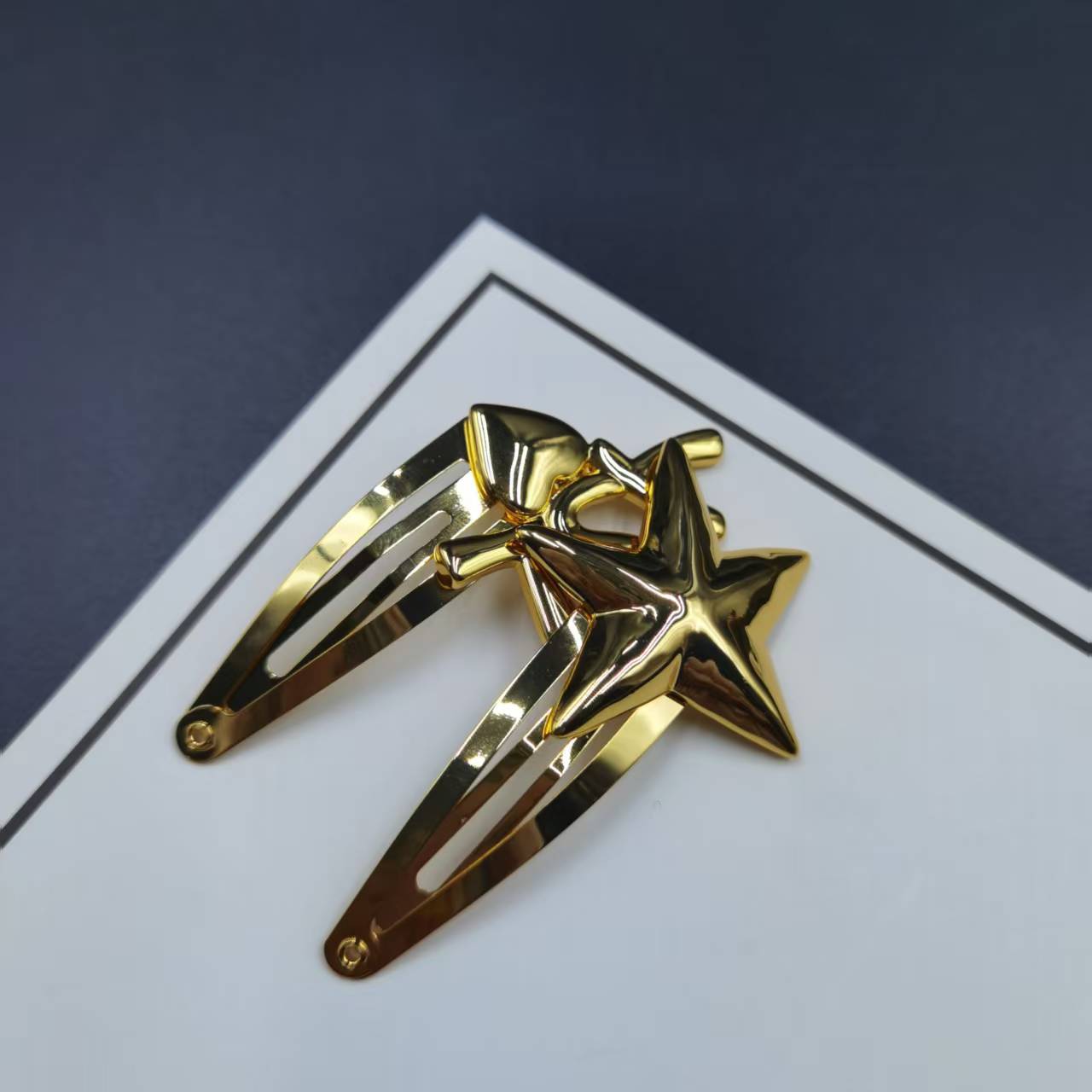 【伊琳饰品】五角星气质时尚黄色金色发卡发夹