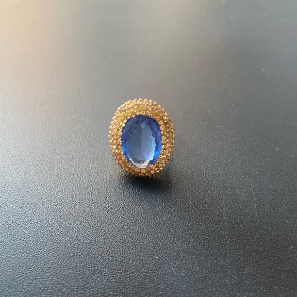 铜合金合成锆石戒指 TTSD 蓝色蛋面轻奢款戒指 1204