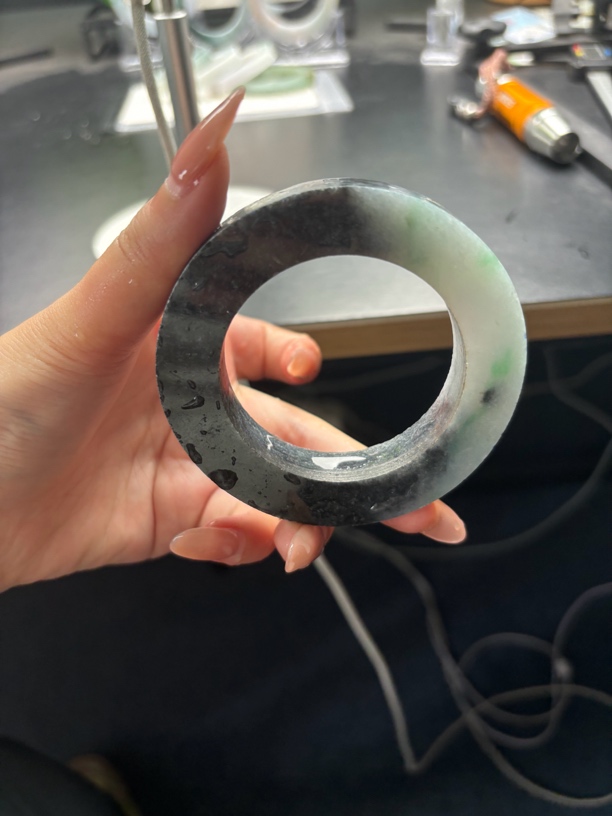 天然翡翠 半山水钢琴黑乌鸡胖圆正圈方镯