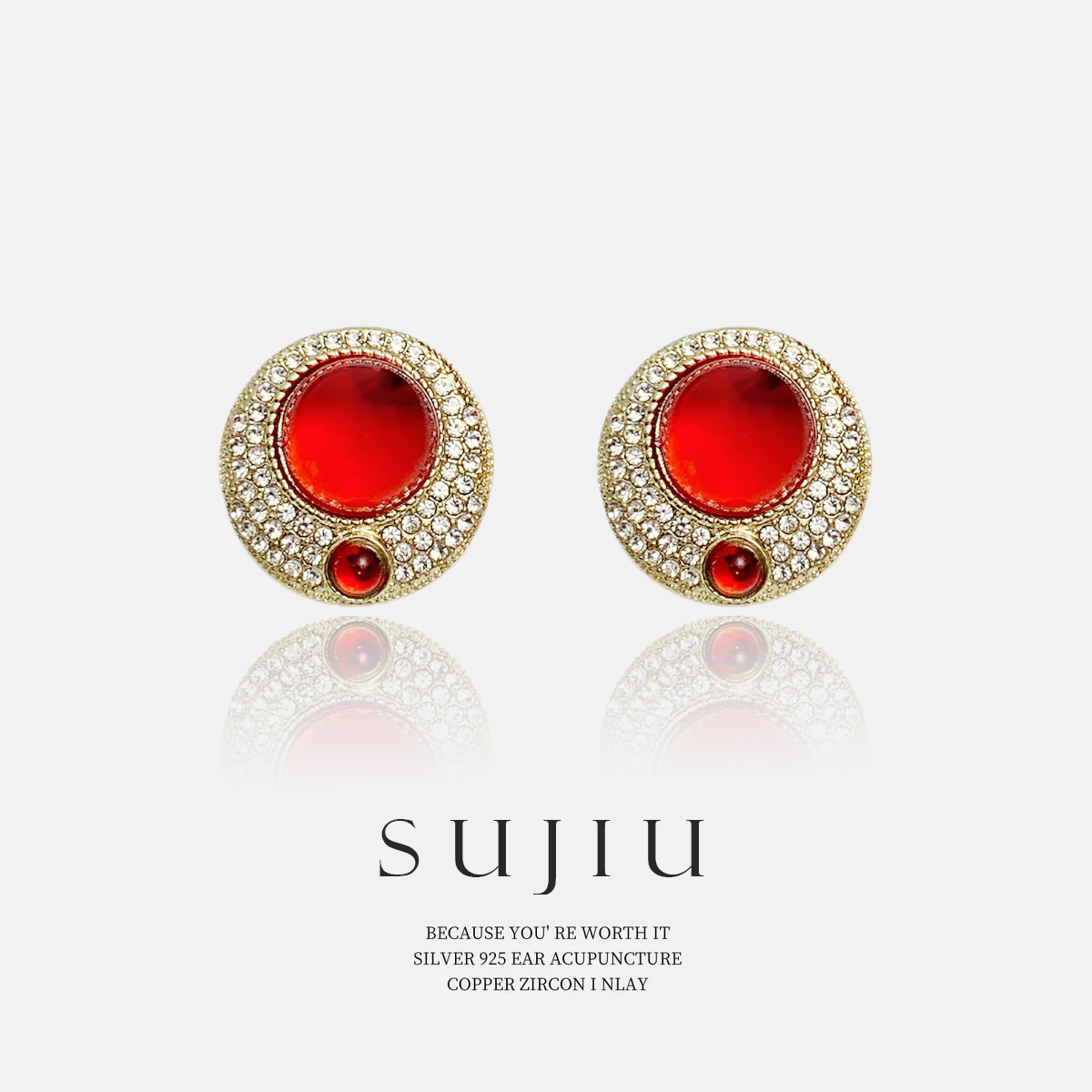 铜合金耳饰 SUJIU 925银针【赫本日记】时尚精致耳钉耳环耳坠7141