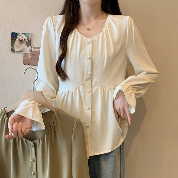 【涵胖胖】清2025秋季纯色时尚小衫胖mm设计感减龄显瘦衬衣63535