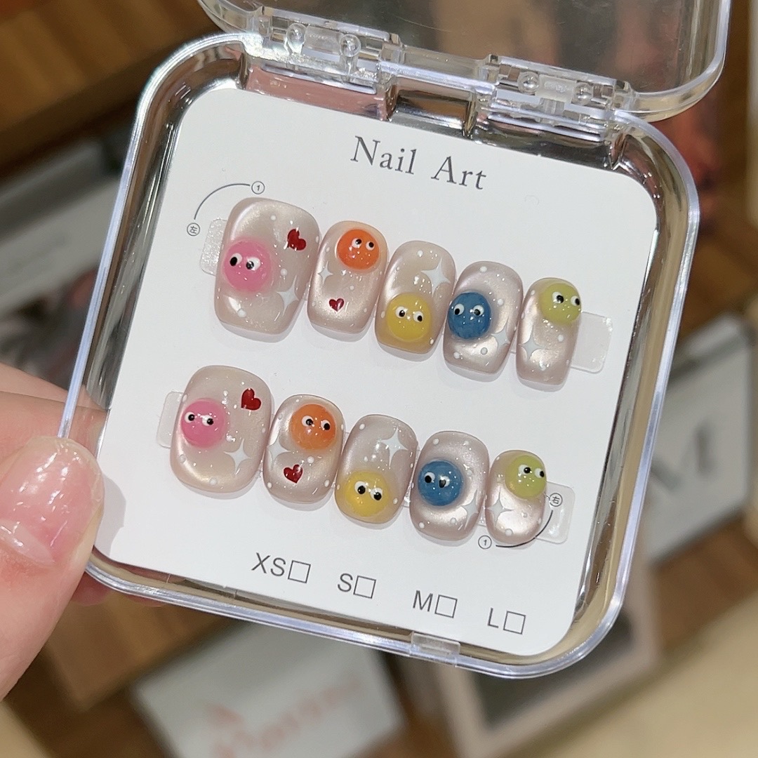 【小糖豆】可爱穿戴甲温柔美甲显白指甲日常10片装chan长短可选