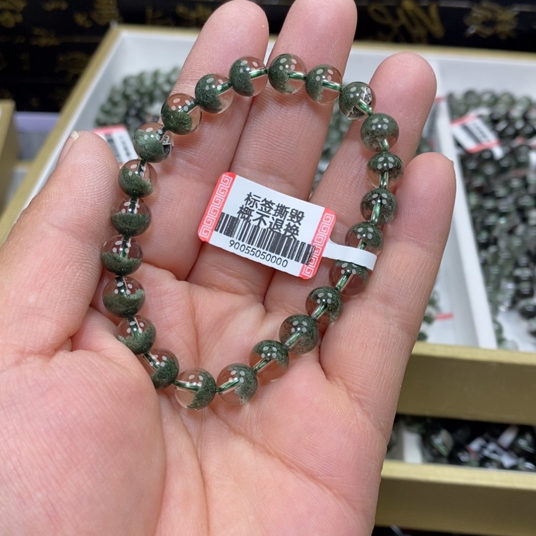 水晶绿幽灵手串未镶嵌ご*颜