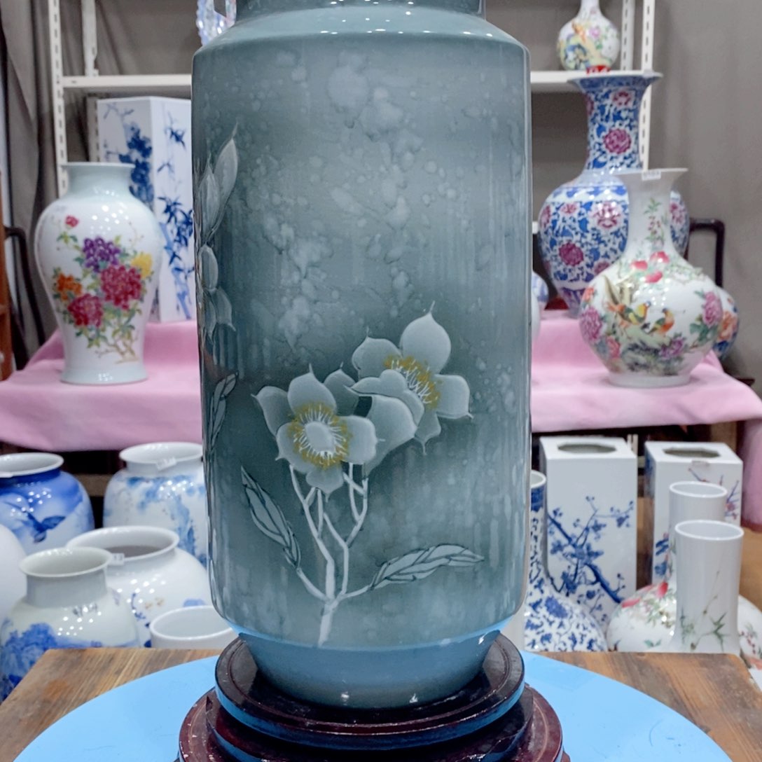 摆件景德镇陶瓷冬瓜瓶