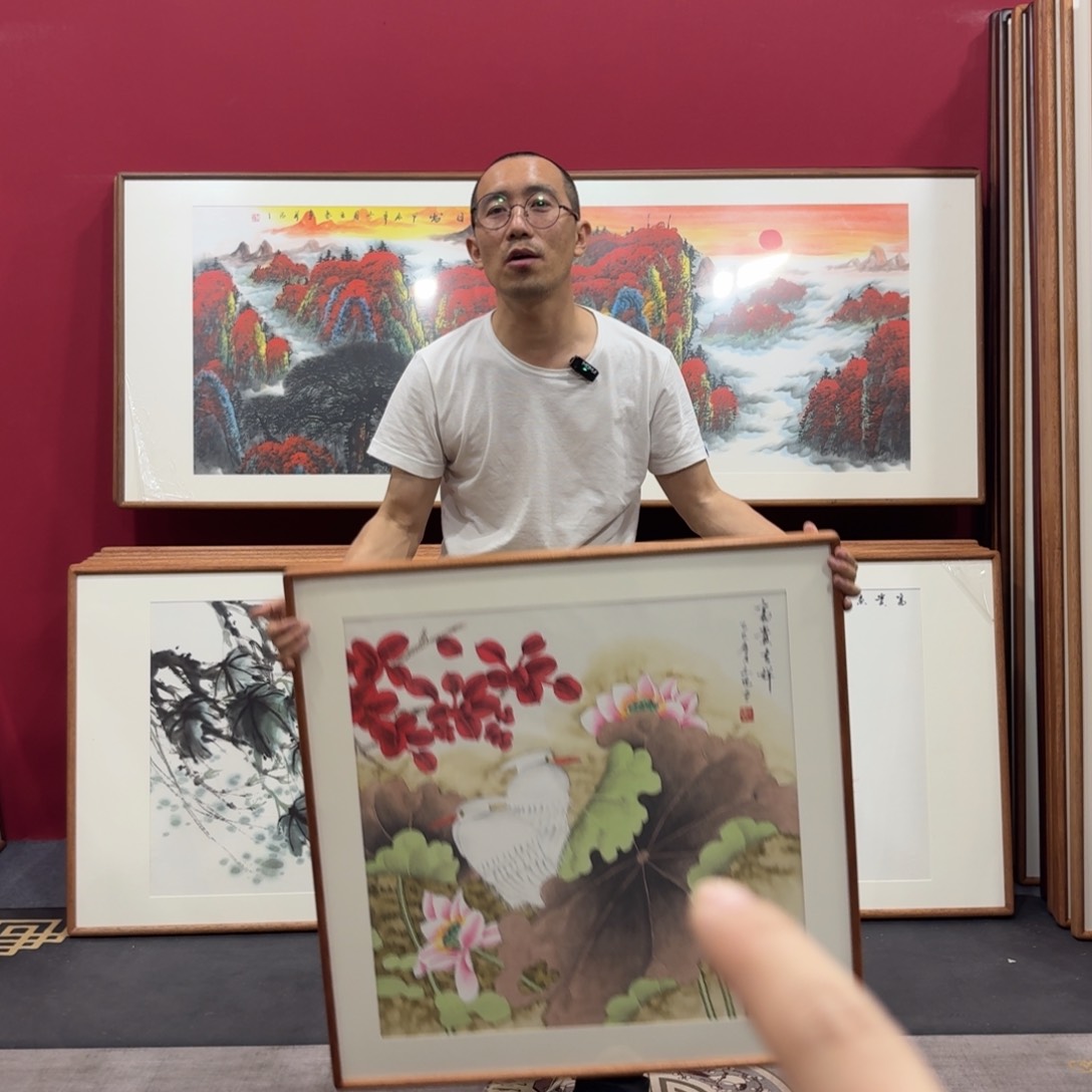 国画带框绘画80/80尺寸