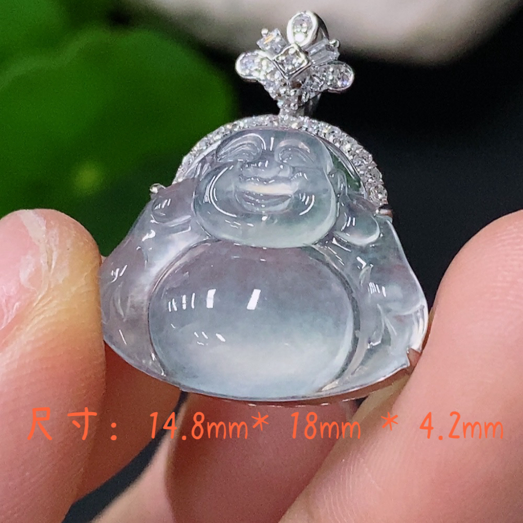 缅甸翡翠A货金镶大肚笑佛佛公日常轻奢百搭饰品