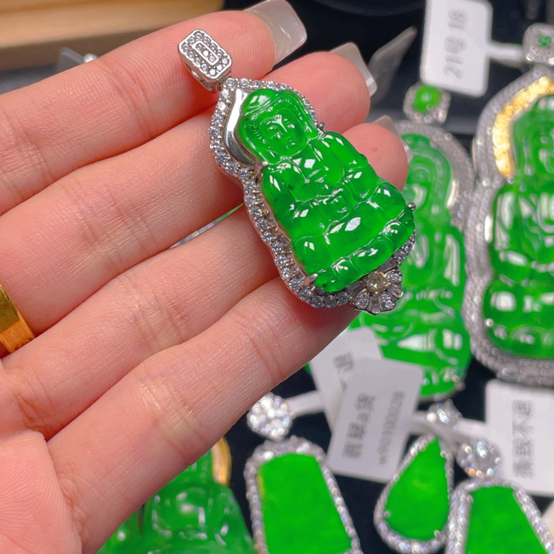 翡翠银S925镶嵌吊坠(不含链)