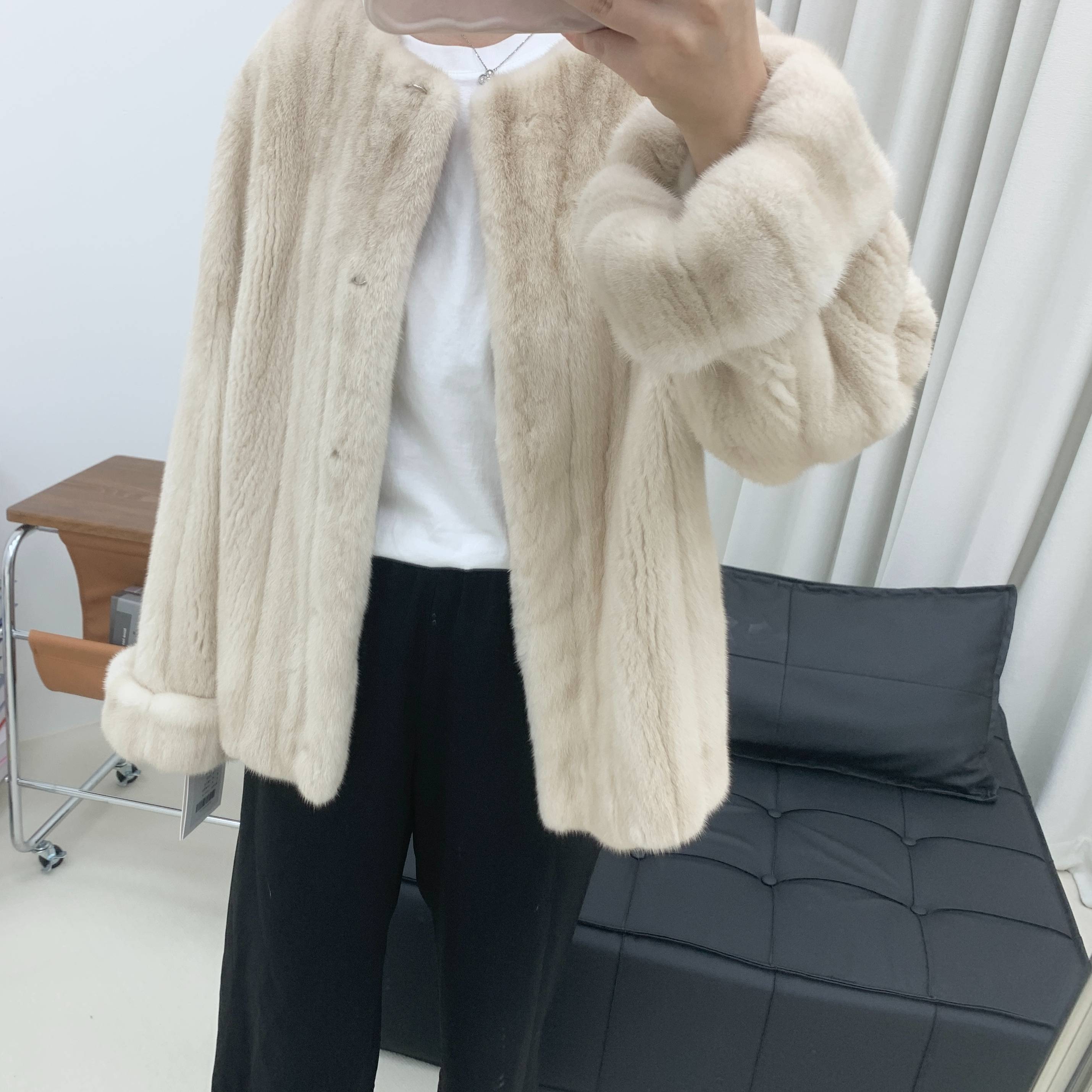 ARIA-奶油贝贝-全抽刀紫标短二水貂皮草-圆领南瓜挽袖新款315Q