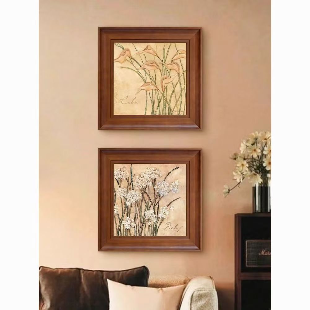 砂岩风格美式马蹄莲花卉组合装饰画用于客厅餐厅SS04