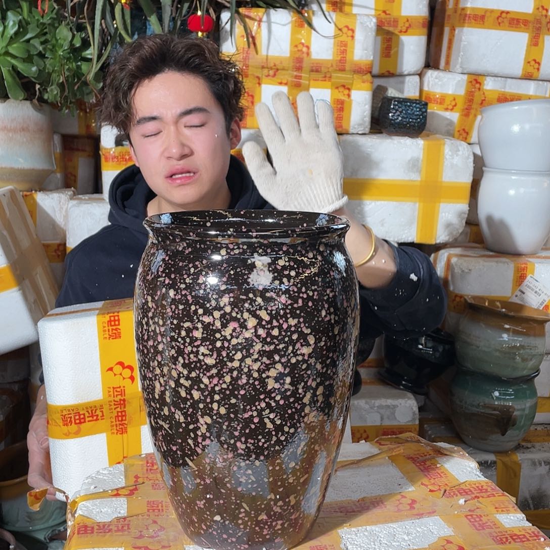 无铅玻璃宜兴紫砂花盆发两个