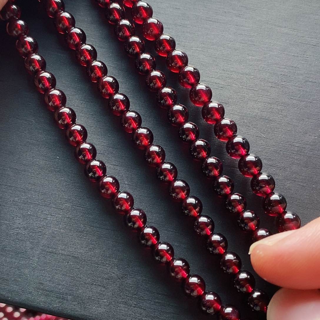 石榴石手链未镶嵌5.8mm老矿天花板9A