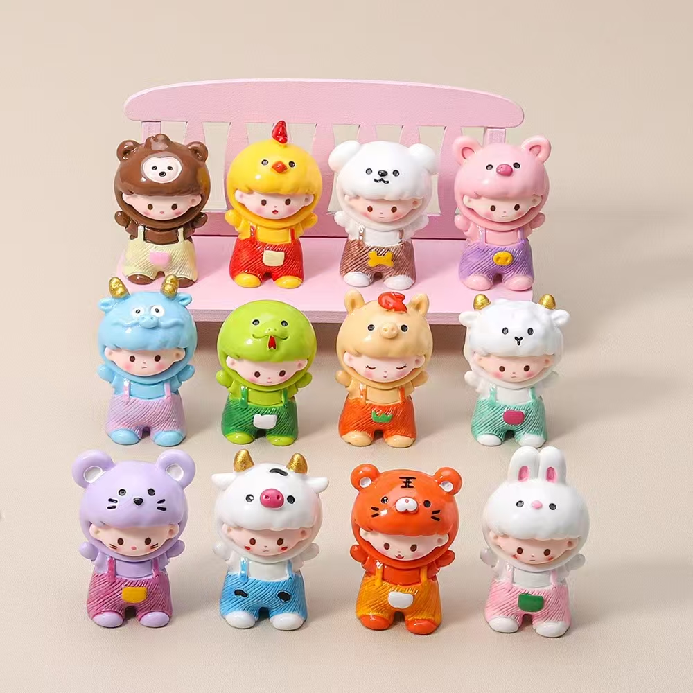 十二生肖树脂工艺品潮玩萌粒公仔办公室卡通动物可爱摆件