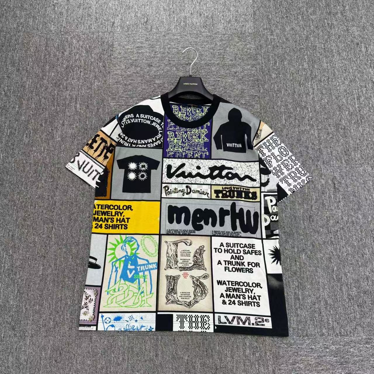 99新 LouisVuitton/路易威登 漫画拼接短袖/xl码/编码16303