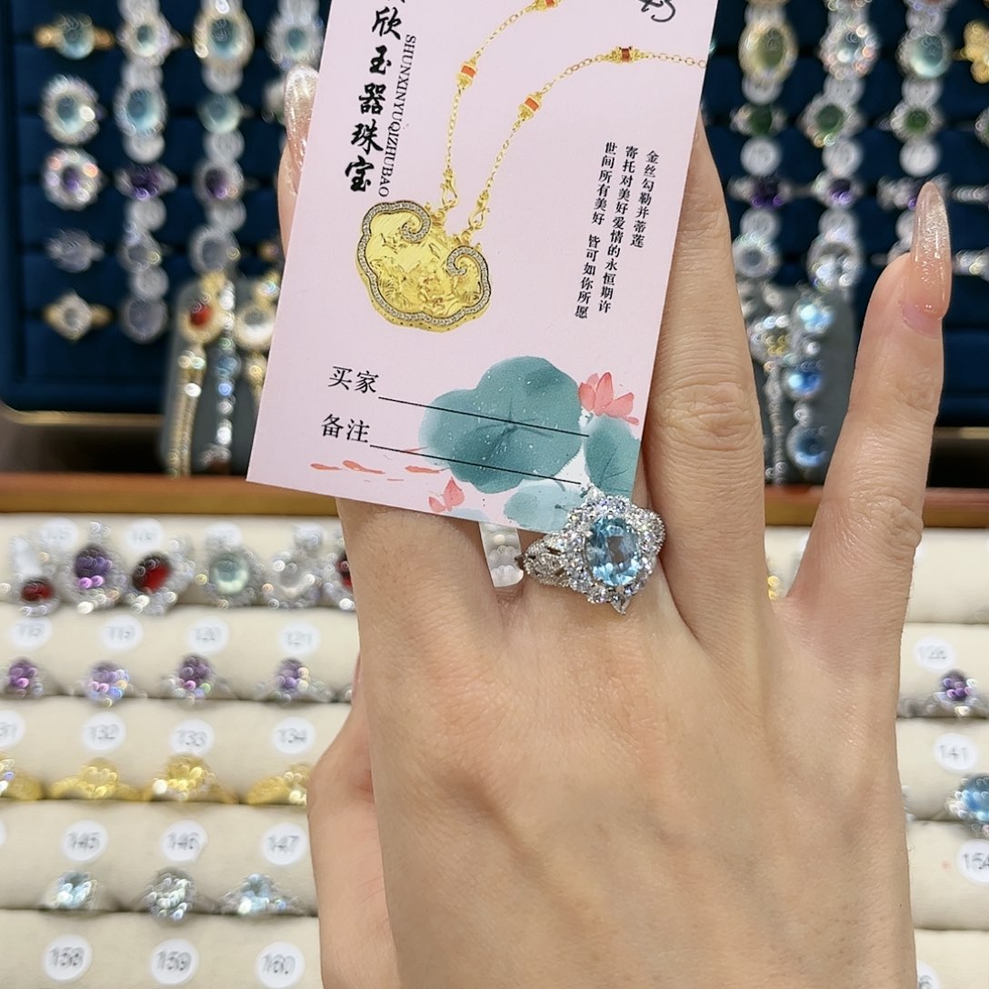 托帕石女款银S925镶嵌楠*楠戒指43