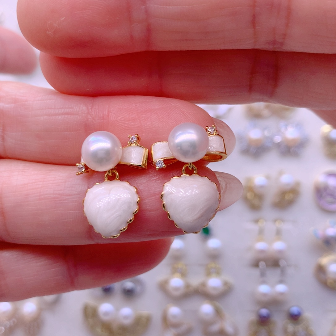 合金淡水珍珠耳饰