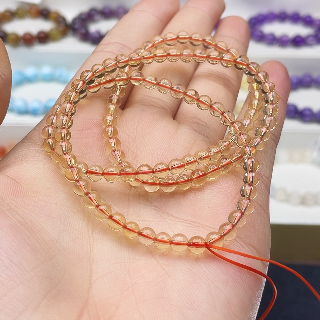 水晶手链未镶嵌巴西暴力黄5三圈