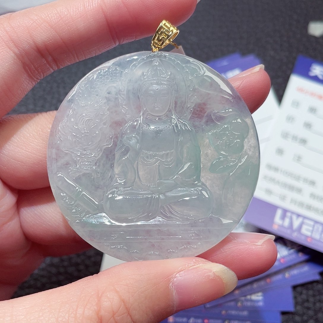 颈饰18K金镶嵌翡翠翡翠