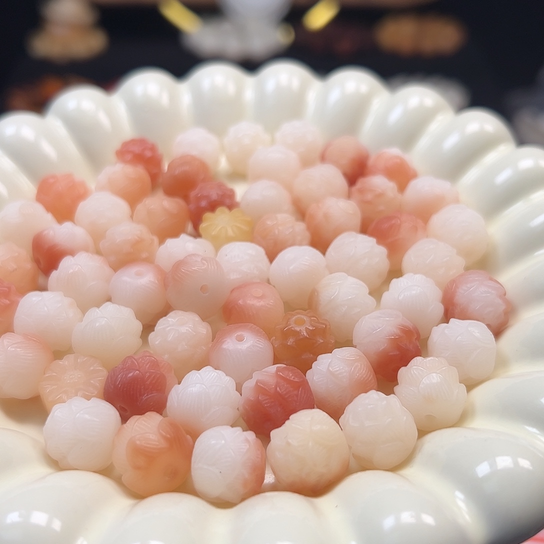 菩提根/象牙果手串卡12粉飘莲花23颗